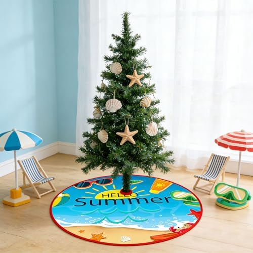 36 Inch Summer Tree Skirt Reversible 4th of July American Flag Day Decorations, Double Sided Print Mat Christmas Tree for Holiday Party (Summer/Independence Day) - Image 6