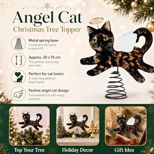 Soulchen Christmas Tree Topper Metal Tortoiseshell Angel Cat - Image 5