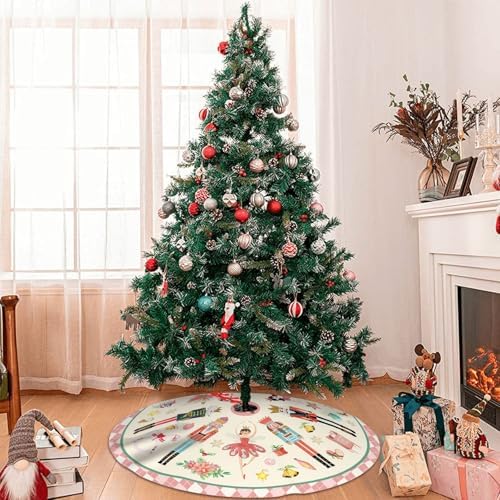 Nutcracker Tree Skirt 36in, Pink Nutcracker Christmas Decor, Nutcracker Tree Ornament Ballet for Christmas Tree, Nutcracker Christmas Decorations for New Year Holiday Party - Image 6
