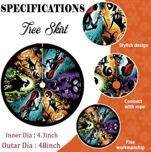 Funny Halloween Tree Skirt 48 Inch October Skull Home Party Decor - Image 2