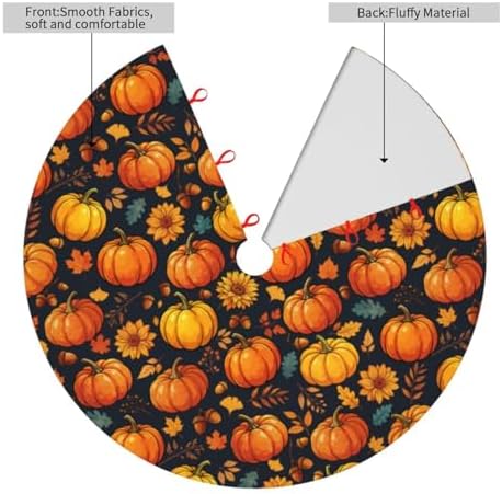 Fall Tree Skirt 30" Pumpkin Tree Mat Halloween Tree Topper Christmas Skirt - Image 5
