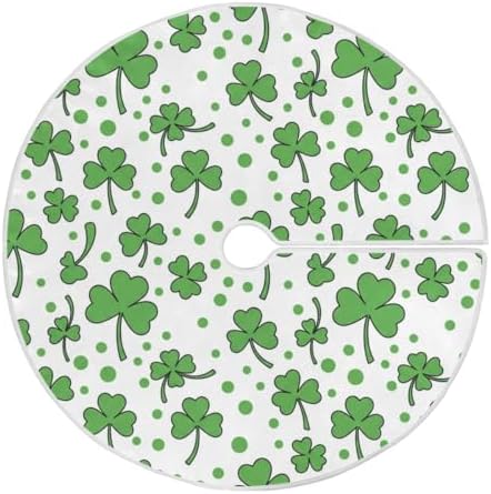 SUABO St Patricks Day Clover 48 Inch Christmas Tree Skirt, Soft Xmas Tree Mat for Party Decoration Holiday Decor Christmas Decorations Indoor Outdoor by SUABO
