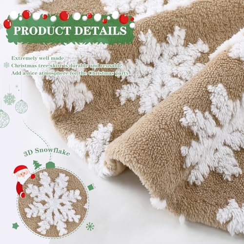 48 Inch Christmas Tree Skirt Rustic Khaki Fluffy Skirt Faua Fur Mats - Image 5