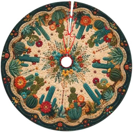 Bohemia Cactus Christmas Tree Skirt Tree Mat for Xmas Holiday Party Decorations Indoor Outdoor 36 Inch by Unknown