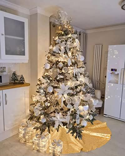 Gold Christmas Tree Skirt 36 inch Small Tree Skirt 4ft Sequin Tree Skirt for Gold Christmas Decorations - Image 4