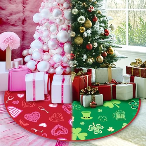 St Patricks Day Tree Skirt 36In, Patrick's Day Green Shamrock Clover Tree Skirt Decor Double Sided, St Patricks Day Trees Mat Home Decor, Patrick's Day Trees Mat for Holiday Party Indoor Decor - Image 5