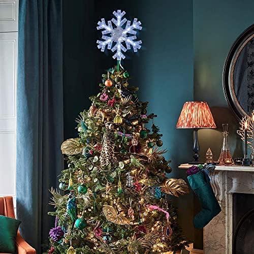 Dazzle Bright Snowflake Christmas Tree Topper, 9 inch Christmas Tree Topper Ornament with 15 White LED Lights, Lighted Tree Topper Christmas Decorations for Xmas Indoor Holiday Decor - Image 4