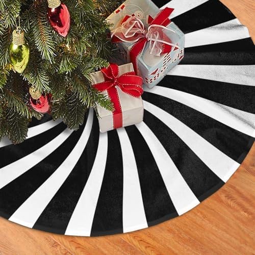 Black White Swirl Candy Christmas Tree Skirt Xmas Mat Holiday Party Home Ornaments Decorations 36 Inch - Image 3
