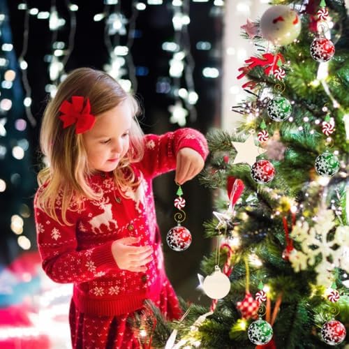 12 Pcs Christmas Ornament Hooks for Hanging Decorations, Candy Xmas Tree Bead Wire Hangers Tree Decorating Hangers Decor for Christmas Party Decoration (Red) - Image 3
