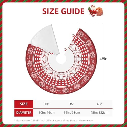 Christmas Tree Skirt 36inch Red Deer Rustic Xmas Decor for Party - Image 2