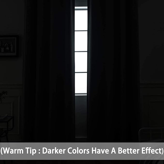 Yakamok Blackout Curtains Room Darkening Thermal Insulated Window Panels,Solid Grommet Top Drapes for Bedroom/Living Room(52Wx90L, Burgundy Red, 2 Panels)