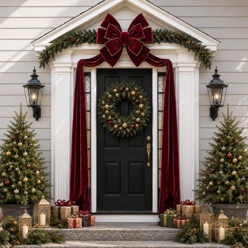 Norme 1 Pcs Burgundy Extra Large Christmas Tree Topper Bow Decor by Norme