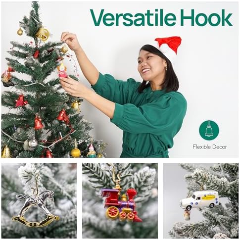 Gold Brass Christmas Ornament Hooks for Hallmark Miniature, 100 Set Tin - Image 4