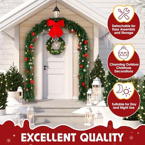 Outvita 9 ft Christmas Archway, Artificial Tree Stand with Arch Top - Image 2