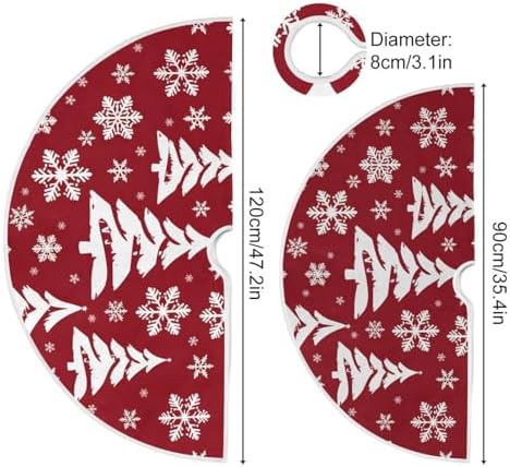 Christmas Trees Snowflakes Christmas Tree Skirt Small Xmas Tree Skirts Decorations 36 in Burlap Tree Mat Cover for 4 ft Trees Holiday Party - Image 4
