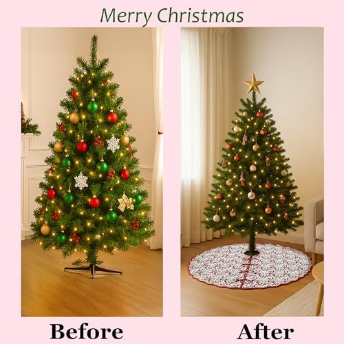 Ridhi Garnet Red Hand Block Print Cotton Christmas Tree Skirt 70 Inch - Image 3