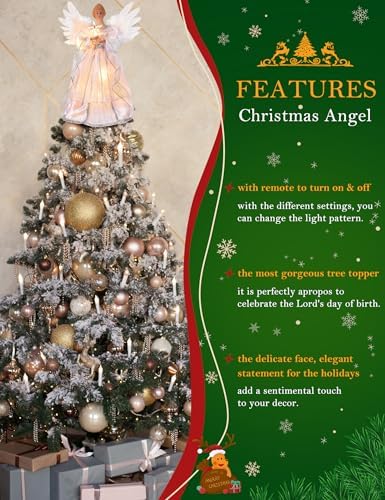 PEEKI Christmas Tree Topper, 12" Angel Treetop with Lights and Remote Control Timer, Christmas Tree Decoration for Holiday Ornament and Home Decor,Silver - Image 5