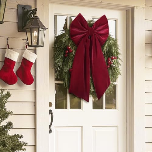 Christmas Decor - 36x18 Inches Large Red Velvet Christmas Tree Topper Bow - Image 5