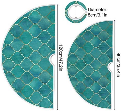 ATTX Teal Moroccan with Gold Line Christmas Tree Skirt 47.2 inch Ornaments Xmas Tree Skirts for Christmas Holiday Decoration New Year Party - Image 3