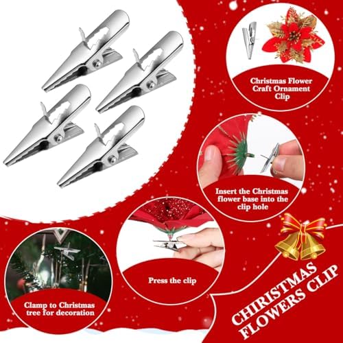 50Pcs Christmas Ball Ornament Clips Iron Metal Alligator Clips Spring Clamps Test line Crocodile Clip Baubles Hooks Hanger for Christmas Tree Decoration - Image 2