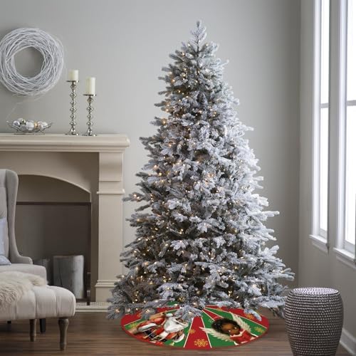 Christmas Tree Skirt 36Inch Black Santa Christmas Tree Decorations Red and Green African American Xmas Tree Skirt for Winter Holiday Party Home Decor Indoor Outdoor - Image 3