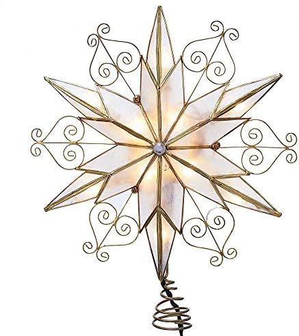 Kurt Adler 10-Light 6-Point Capiz Star Treetop with Scroll Design - Image 4