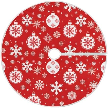 Snowflake Ball Baubles Christmas Tree Skirt Large Xmas Tree Skirts Decorations 48 in Burlap Tree Mat Cover for 4 ft Trees Holiday Party by BOENLE-WELCOMEYOURCOMING