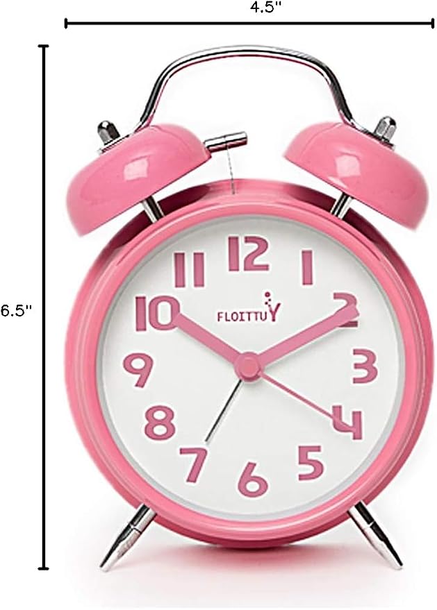 FLOITTUY {Loud Alarm for Deep Sleepers) 4'' Twin Bell Alarm Clock with Backlight for Bedroom and Home Decoration(Pink) - Image 8