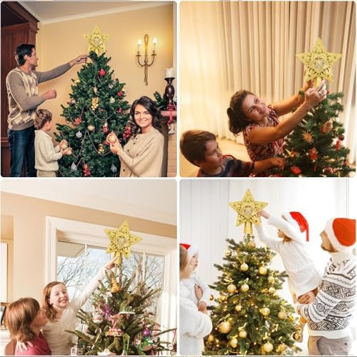 AOMIL Christmas Tree Topper, 3D Rotating Pattern Projector for Xmas Tree Topper, Hollow Design Christmas Decorations,Christmas Decor - Image 5