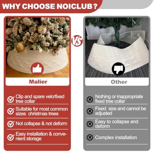 Noiclub Knit Christmas Tree Collar, Christmas Tree Skirt, Cream, 23-30 in - Image 5