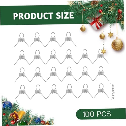 Ornament Caps 100Pcs Secure Metal Christmas Ornament Hooks Replacement Hangers for Christmas Tree, Porcelain, Ceramic or Glass Decoration, 20mm, Silver - Image 2