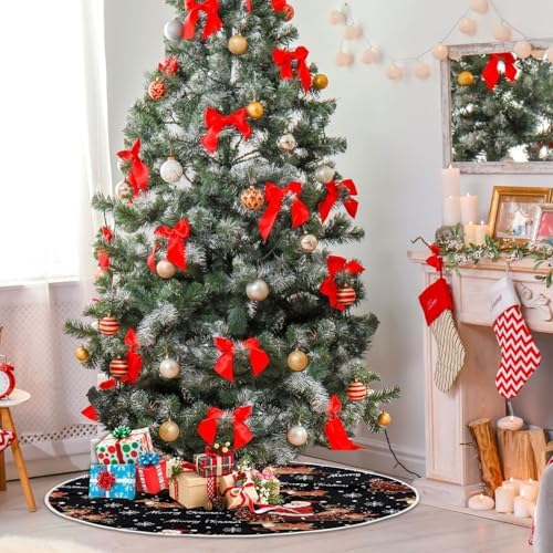 Santa Reindeer Snowflake Christmas Tree Skirt Large Xmas Tree Skirts Decorations 48 in Burlap Tree Mat Cover for 4 ft Trees Holiday Party - Image 6