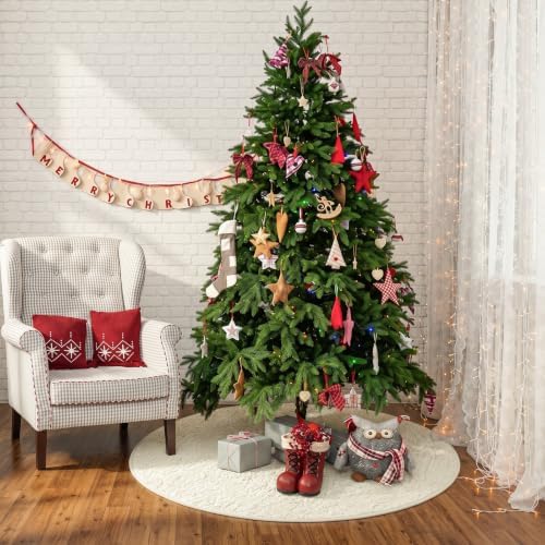 Skylety 48'' Christmas Tree Skirt Rug Embossing Xmas Tree Skirt, Lvory - Image 4