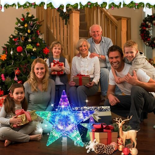 Christmas Tree Topper USB Powered 9.5inch LED 20 Light Modes Color Changing Multicolour with Versatile Remote Controller Christmas Star Tree Topper for Xmas Holiday Ornament or Home Decor - Image 6