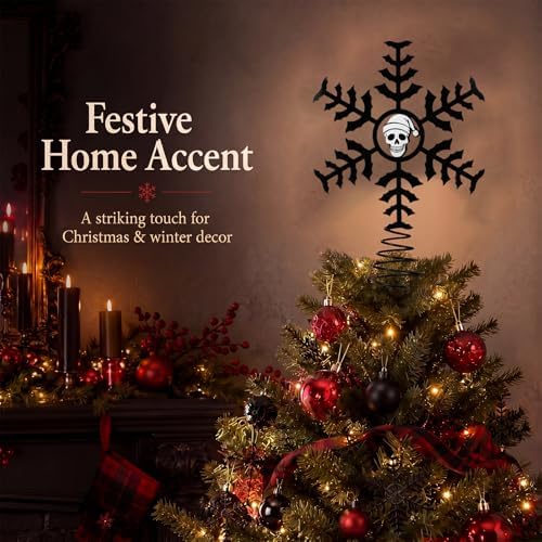 Soulchen Christmas Snowflake Tree Topper Metal Gothic Halloween Decor - Image 4