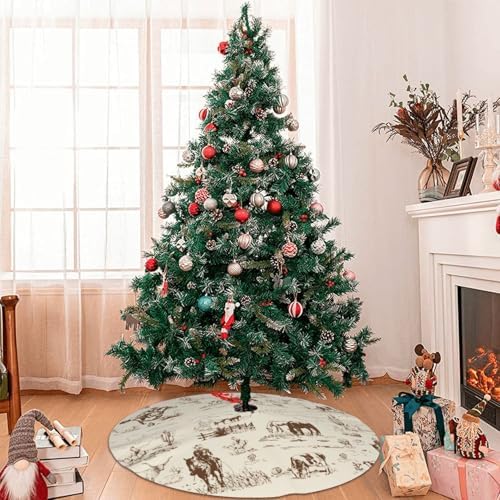Western Desert Cowboy Christmas Tree Skirt Funny Tree Mat for Farmhouse Xmas Holiday Party Decorations Indoor Outdoor 36 Inch - Image 2