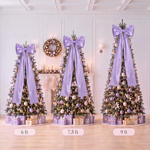 Daifunli 20 x 47 Inches Giant Satin Bow Christmas Tree Topper,Light Purple - Image 3