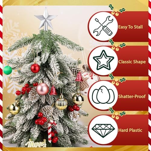 Hanaive 3 Pcs Mini Christmas Tree Topper Small Star Christmas Treetop Ornaments for Mini Tree Holiday Decorative Star for Xmas Home Decor(Silver,2.36 Inch) - Image 3