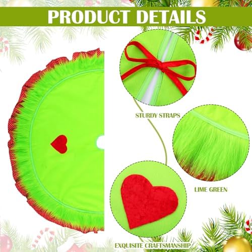 Soulchen 48 Inch Lime Green Christmas Tree Skirt Felt Tree Collar - Image 3