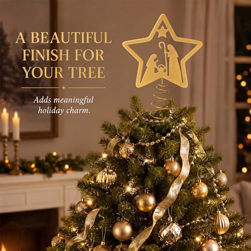Soulchen Nativity Christmas Tree Topper Metal Star Nativity Scene - Image 4