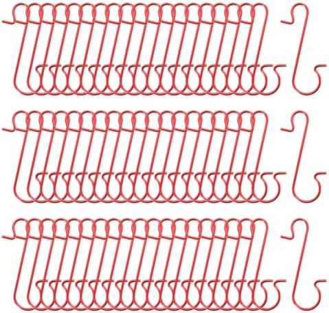 300 Pcs 3cm Christmas Ornament Hooks Christmas Tree Decoration Hangers Small Xmas Ball Hooks Mini Metal Wire Hanging Hooks S Shaped Hangers for Hanging Ornaments Charms Red by UUYYEO