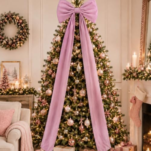 Knitgrip 1 Pack 20x71 in Christmas Large Velvet Bows, Pink by Knitgrip