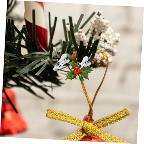 100pcs Christmas Decoration Clip Tree Ornament Hooks Clip Ornaments Christmas Ball Ornament Clips Hanging Clips for Christmas Tree Christmas Bauble Hangers Wreath Clips Silver Iron - Image 6