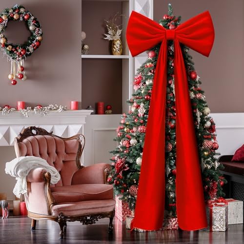 Knitgrip 1 Pack 20x71 in Christmas Large Velvet Bows, Red - Image 3