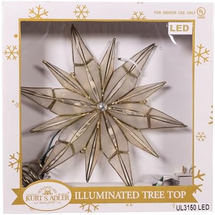 Kurt Adler 10 Light LED 12POINT Capiz Star + Gem Center Treetop - Image 7