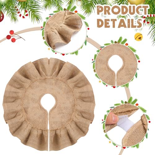 Tatuo 13.8 Inch Mini Tabletop Christmas Tree Skirt Decor, Burlap Tree Skirt - Image 4