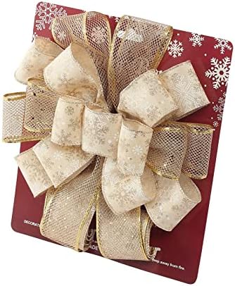 Gold Christmas Tree Topper Bow for Xmas Tree Decorations - Image 2