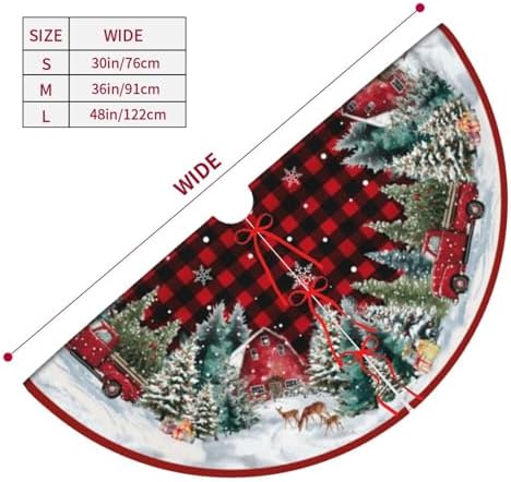 Christmas Truck Traditional Christmas Tree Skirt Holiday Party Xmas Tree Skirt Mat Christmas Ornaments Decoration 36 Inch - Image 2