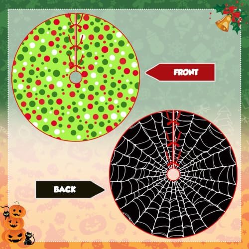 36 Inch Reversible Halloween Christmas Tree Skirt, Double Sided - Image 2