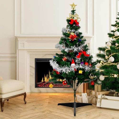 SEWACC Small Christmas Tree Stand, Plastic Christmas Tree Base Holder, Artificial Trees Pole Support, Black, 21.77 x 21.77 x 2.71 Inch - Image 5